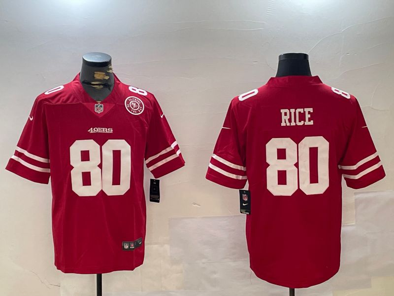 Men San Francisco 49ers #80 Rice Red Second generations 2024 Nike Limited NFL Jersey style 3